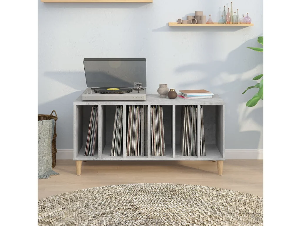 Mueble discos madera contrachapada gris hormigón 100x38x48 cm ES775224