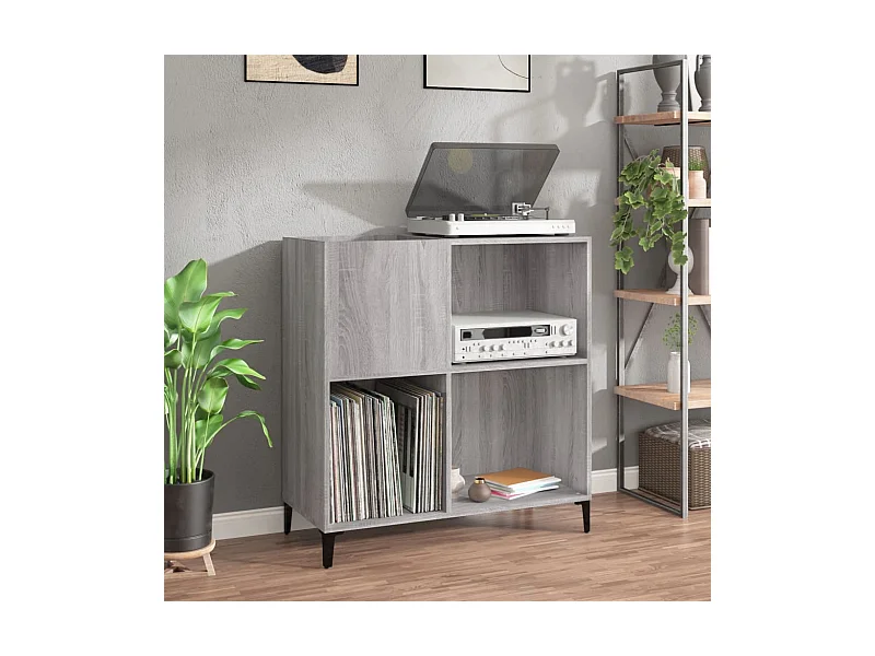 Armoire à disques sonoma gris 84,5x38x89 cm bois d'ingénierie FR35101