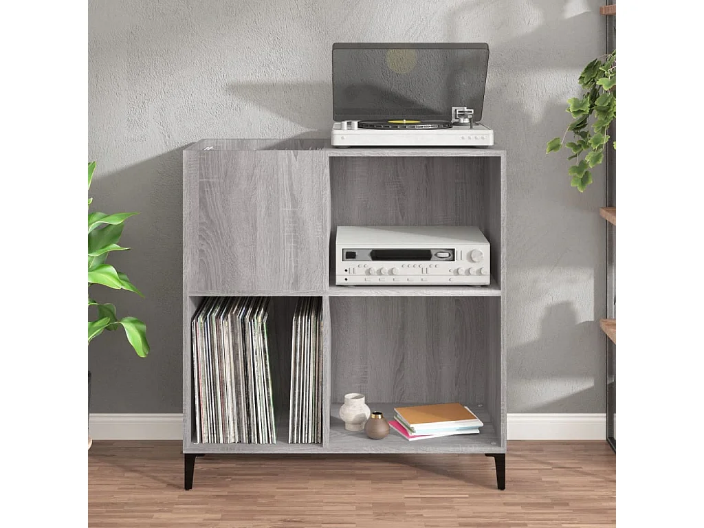 Armoire à disques sonoma gris 84,5x38x89 cm bois d'ingénierie FR35101
