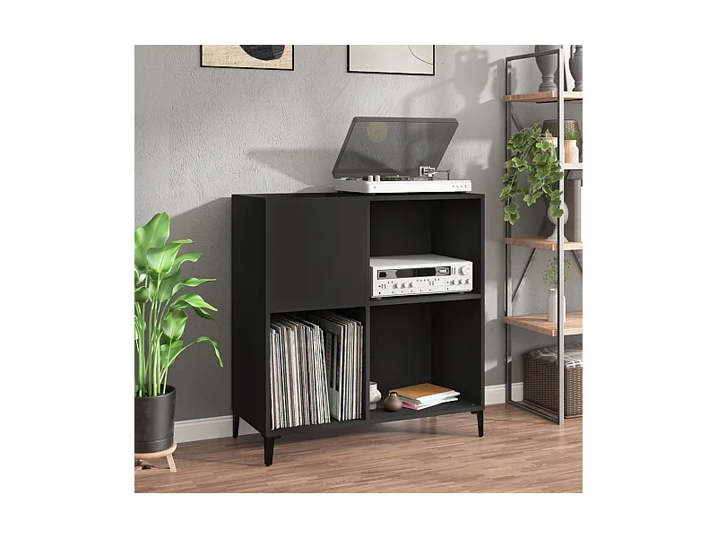 Armário para discos 84,5x38x89 cm derivados de madeira preto PT838358