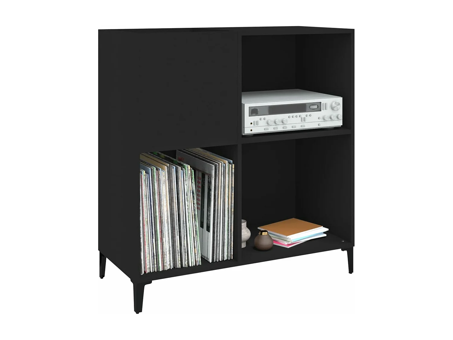 Armoire à disques noir 84,5x38x89 cm bois d'ingénierie FR31874