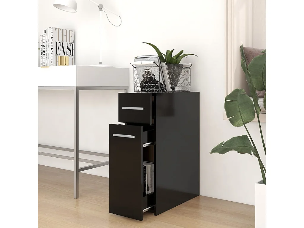 Armoire d'apothicaire Noir 20x45,5x60 cm Aggloméré FR83492