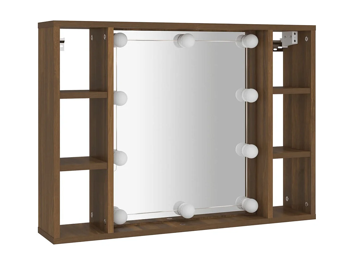Armoire à miroir avec LED Chêne marron 76x15x55 cm FR97320