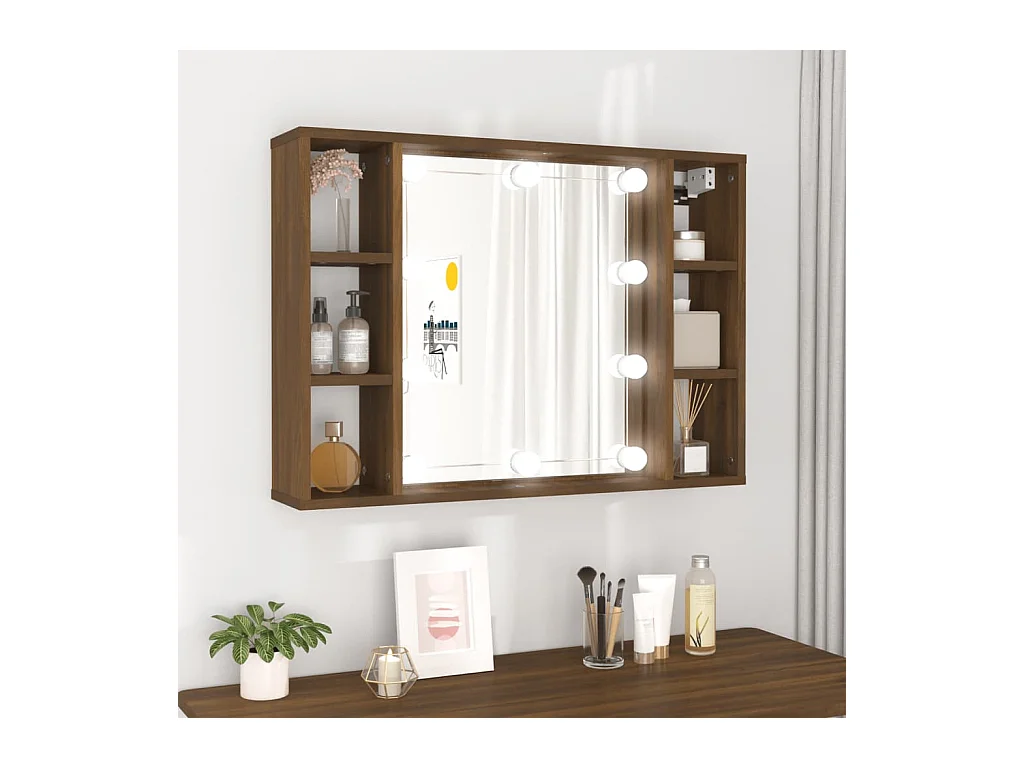 Armoire à miroir avec LED Chêne marron 76x15x55 cm FR97320