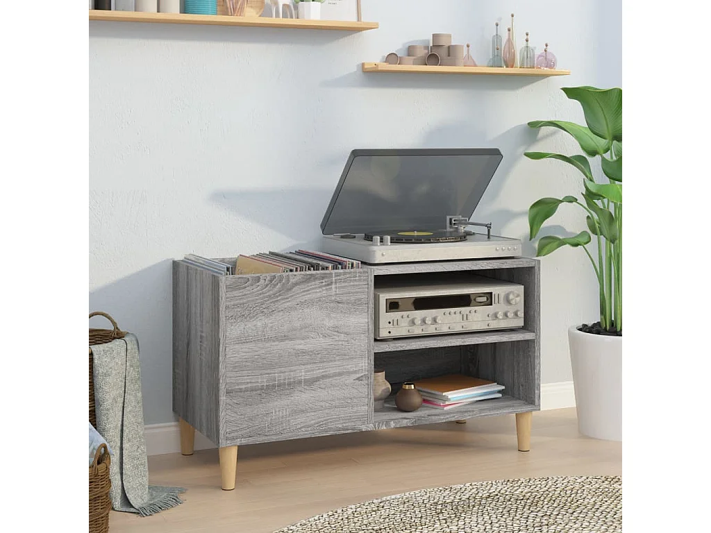 Armoire à disques sonoma gris 84,5x38x48 cm bois d'ingénierie FR16199