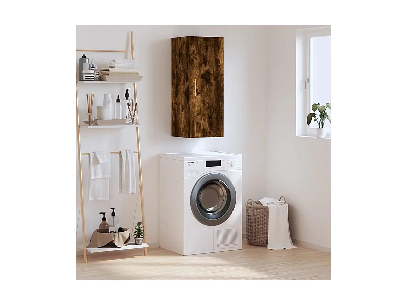 Armario de pared roble ahumado 34,5x34x90 cm ES573424