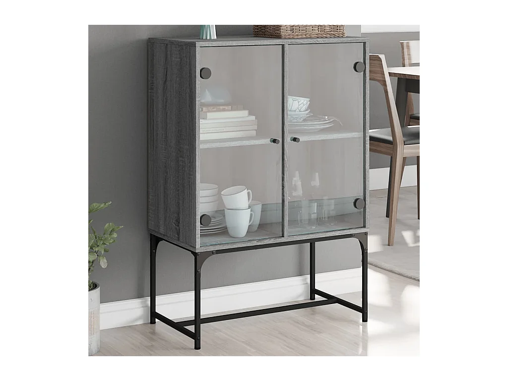 Armario auxiliar puertas de vidrio gris Sonoma 69x37x100 cm ES802046