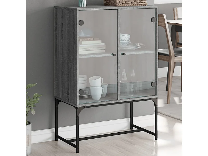 Armoire latérale avec portes en verre sonoma gris 69x37x100 cm FR94171