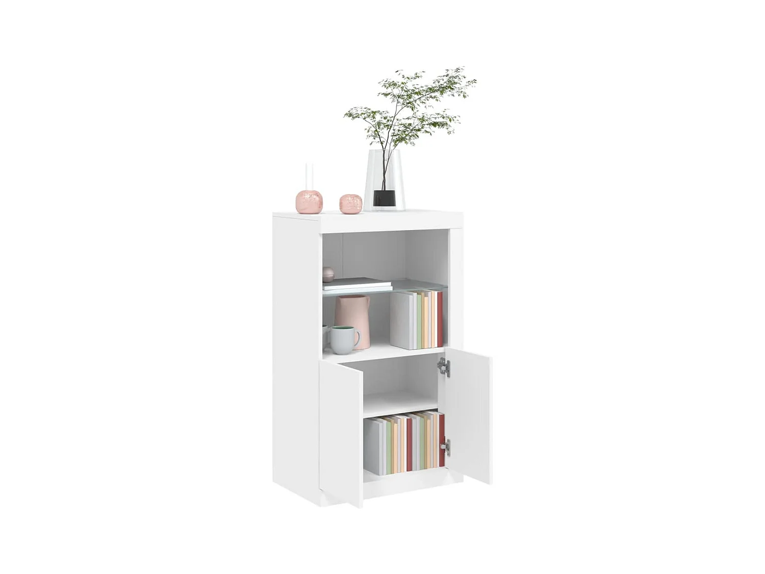 Aparador con luces LED madera de ingeniería blanco ES700592