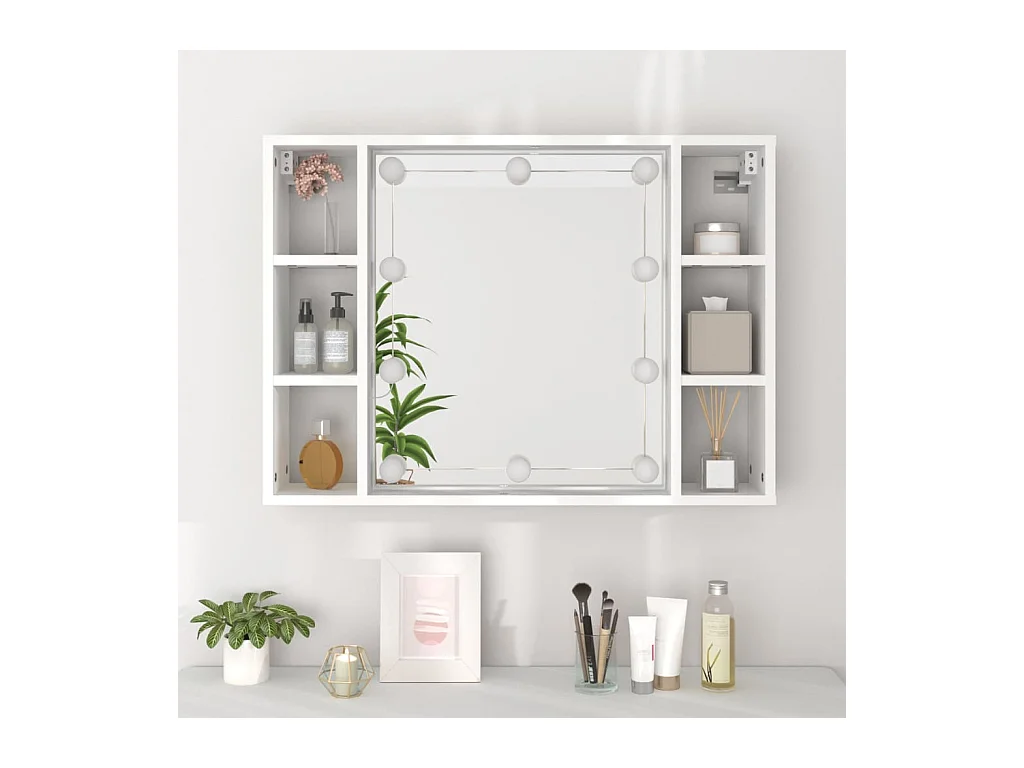 Spiegelkast met LED-verlichting 76x15x55 cm wit BE667387