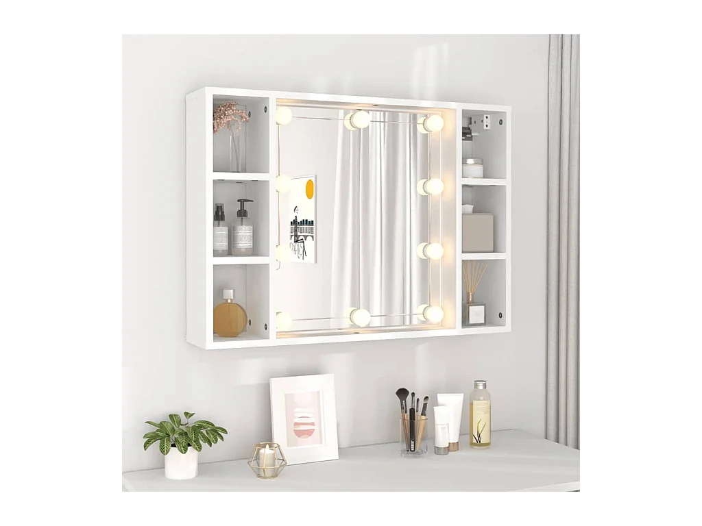 Spiegelkast met LED-verlichting 76x15x55 cm wit BE667387