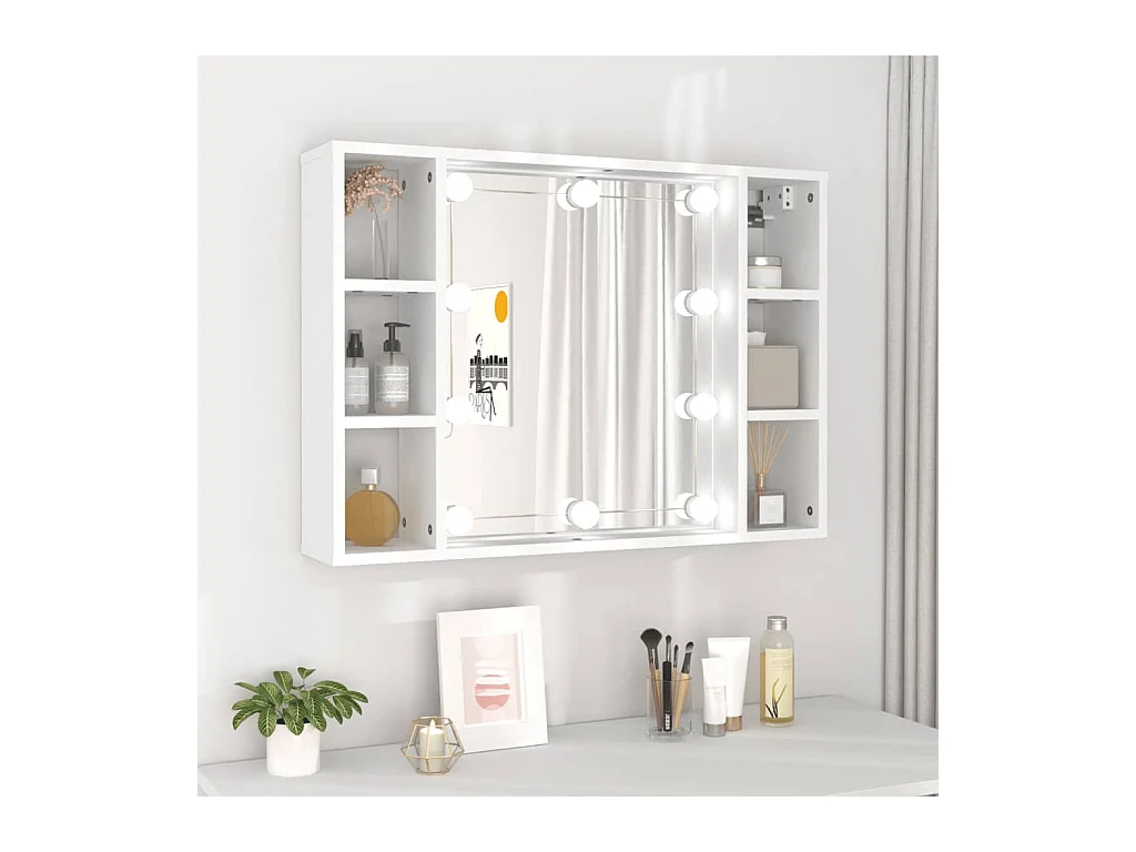 Spiegelkast met LED-verlichting 76x15x55 cm wit BE667387