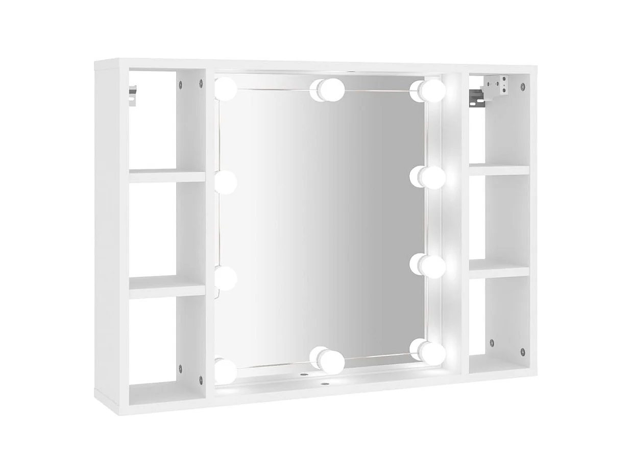 Spiegelkast met LED-verlichting 76x15x55 cm wit BE667387