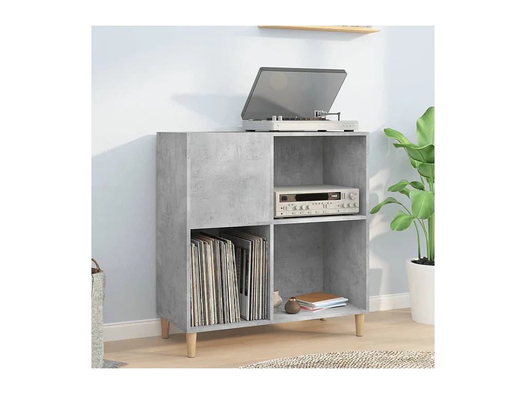 Armoire à disques gris béton 84,5x38x89 cm bois d'ingénierie FR93081