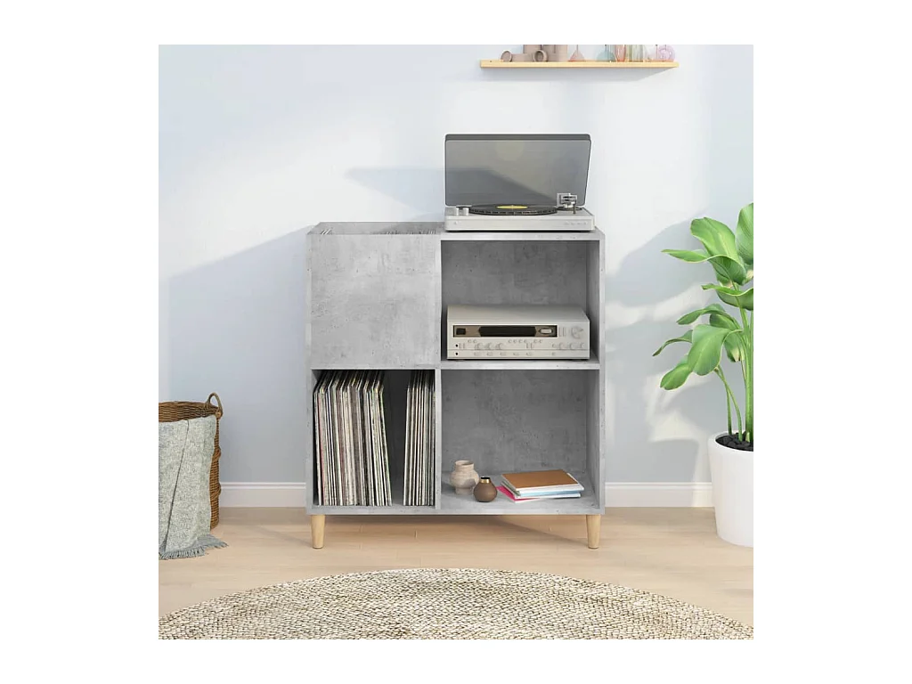 Mueble discos madera contrachapada gris hormigón 84,5x38x89 cm ES298927