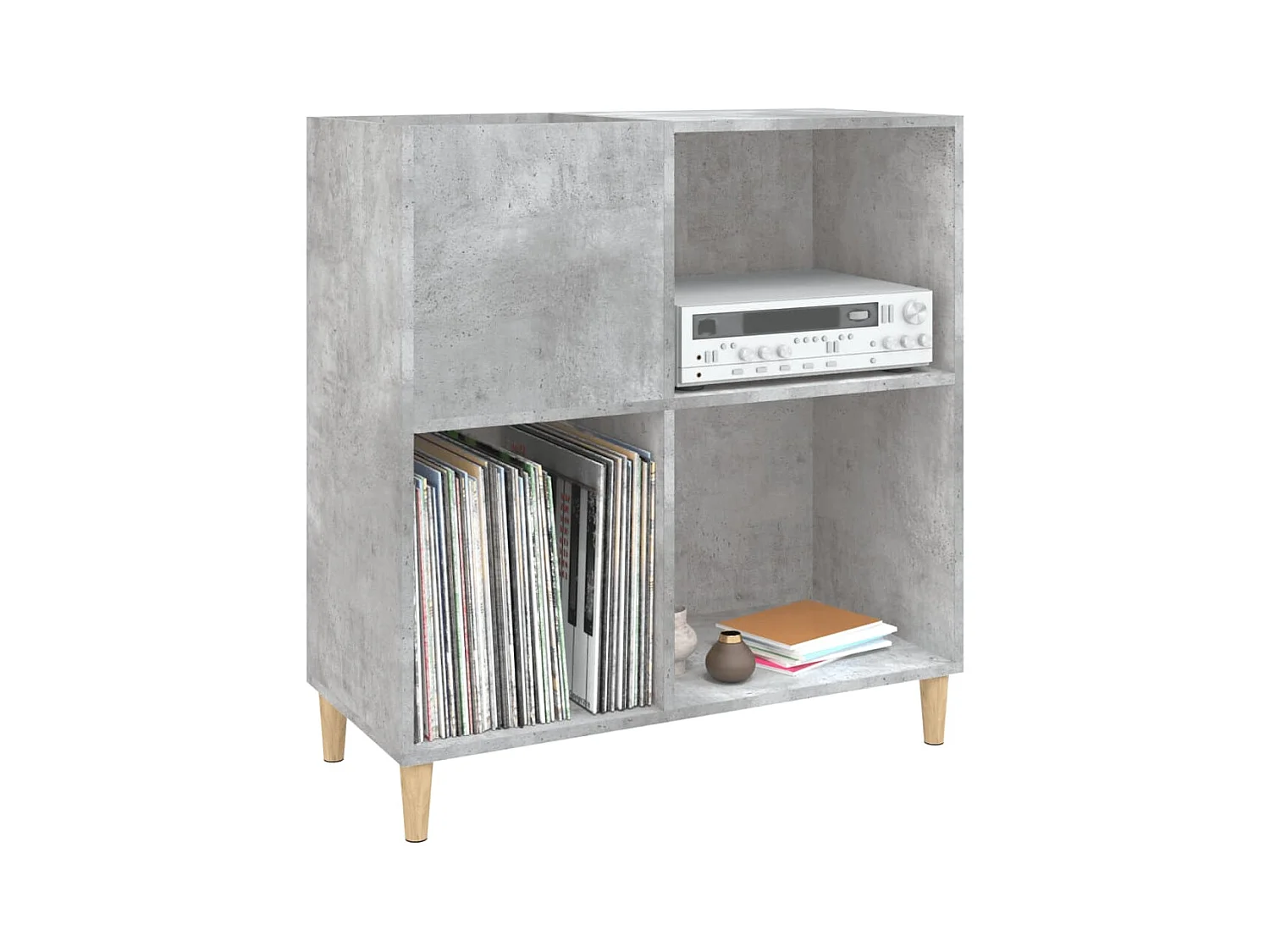 Mueble discos madera contrachapada gris hormigón 84,5x38x89 cm ES298927