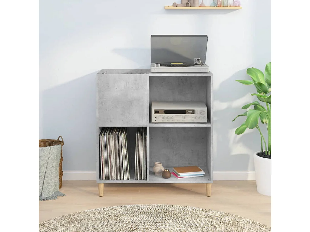 Armoire à disques gris béton 84,5x38x89 cm bois d'ingénierie FR93081