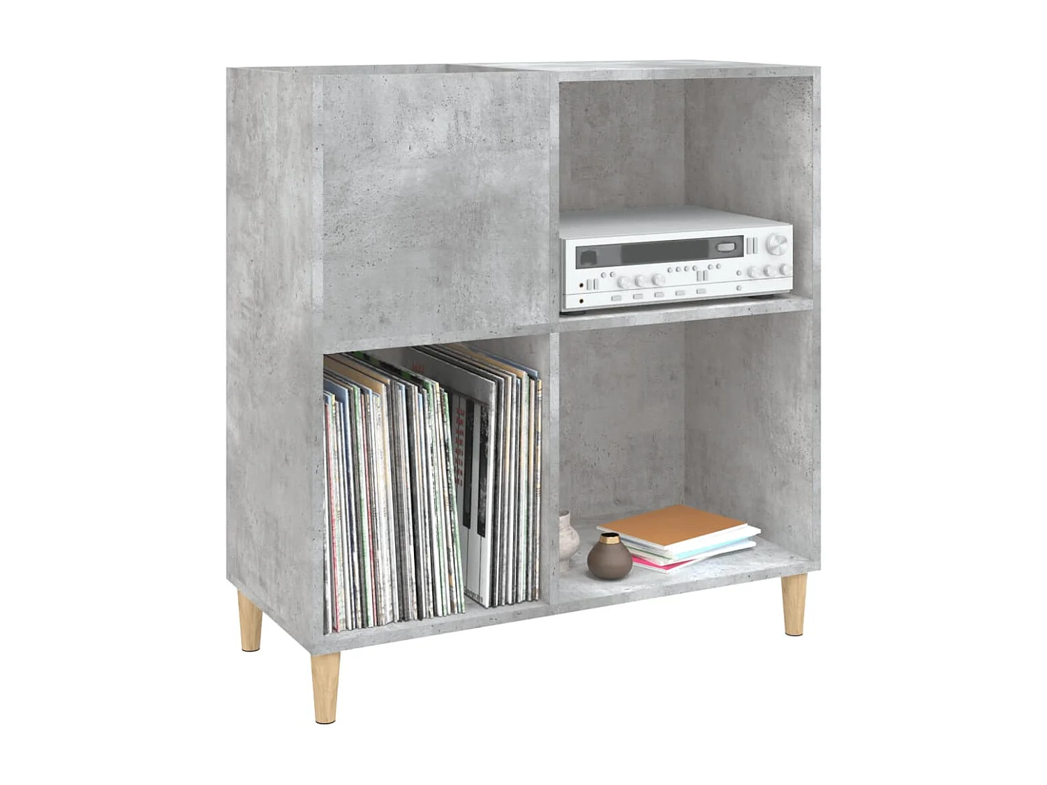 Armoire à disques gris béton 84,5x38x89 cm bois d'ingénierie FR93081