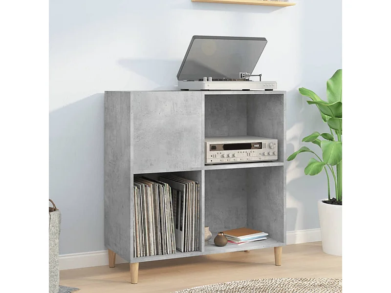 Mueble discos madera contrachapada gris hormigón 84,5x38x89 cm ES298927