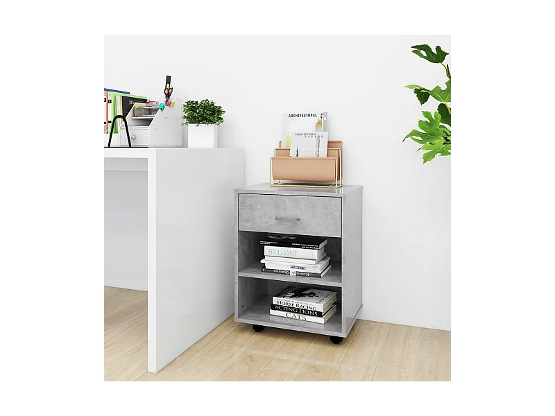 Móvel com rodas 46x36x59 cm contraplacado cinzento-cimento PT196651