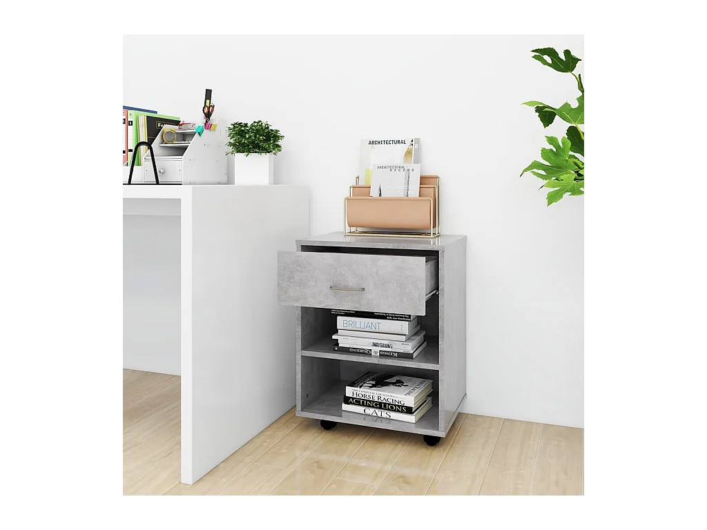 Armoire à roulettes Gris béton 46x36x59 cm Bois d’ingénierie FR48608