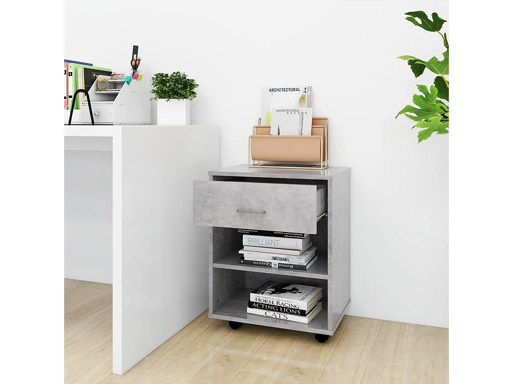 Móvel com rodas 46x36x59 cm contraplacado cinzento-cimento PT196651