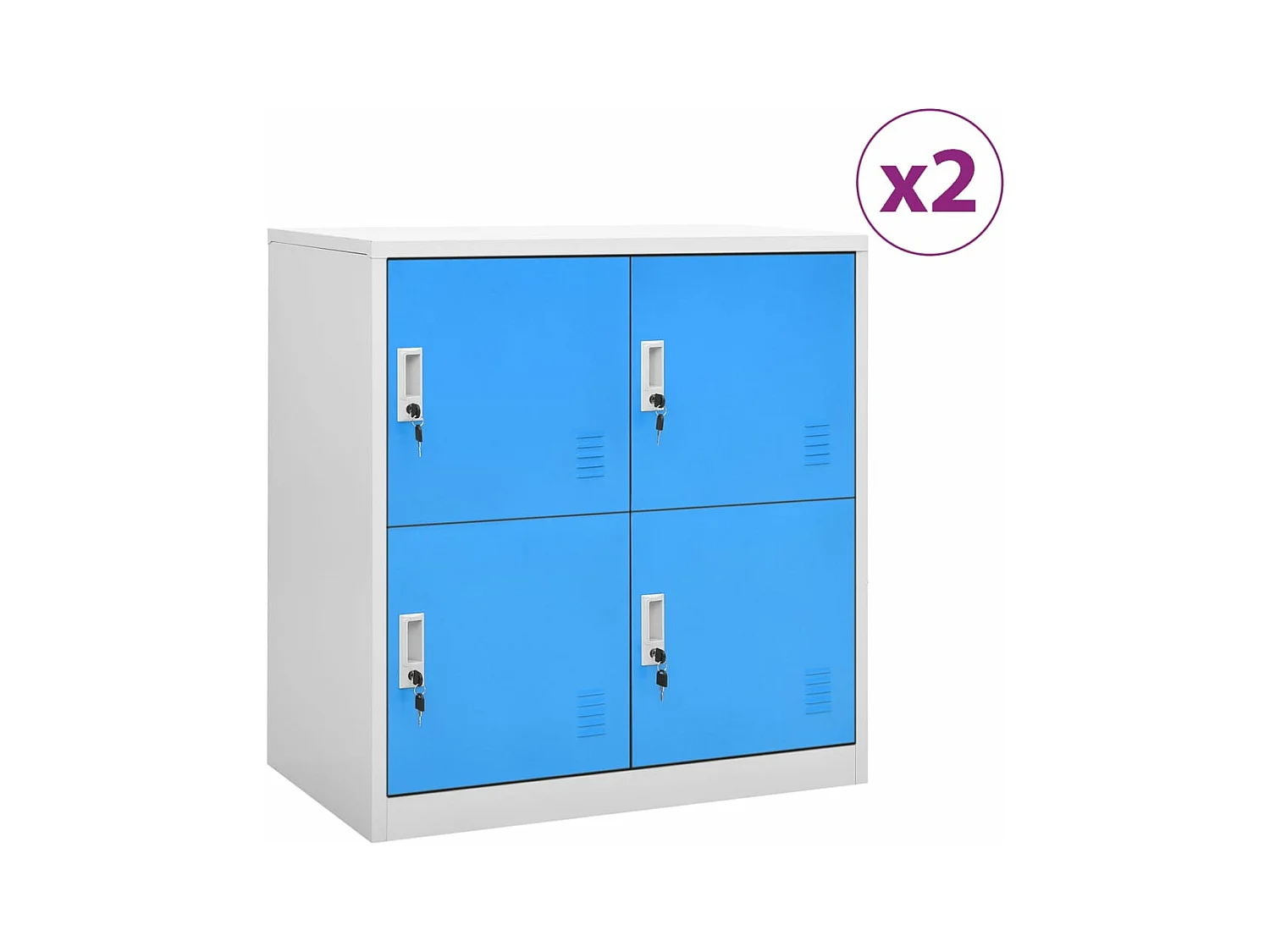 Armoires à casiers 2 pcs Gris clair et bleu 90x45x92,5 cm Acier FR21306