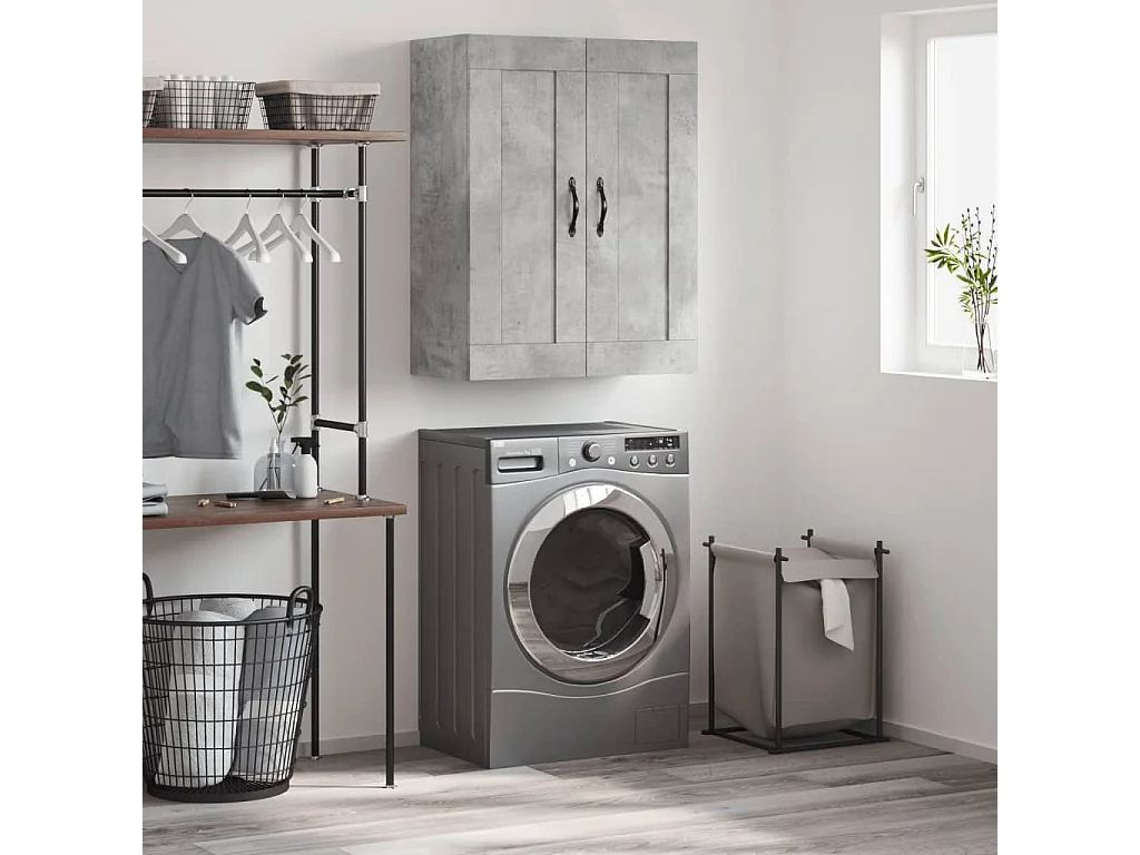 Armoire murale gris béton 69,5x34x90 cm bois d'ingénierie FR34456
