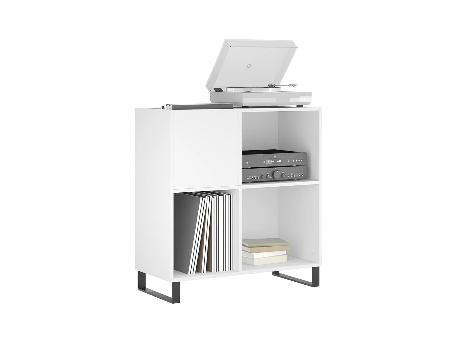 Armoire à disques blanc 84,5x38x89 cm bois d'ingénierie FR33489