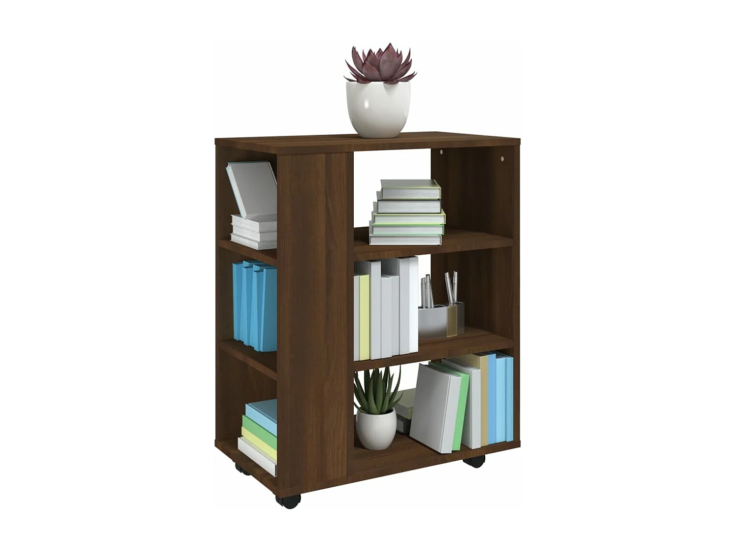 Armoire roulante Chêne marron 60x35x75 cm Bois d'ingénierie FR12590