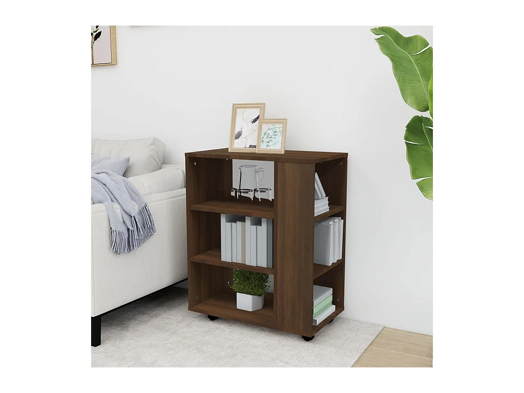 Armoire roulante Chêne marron 60x35x75 cm Bois d'ingénierie FR12590