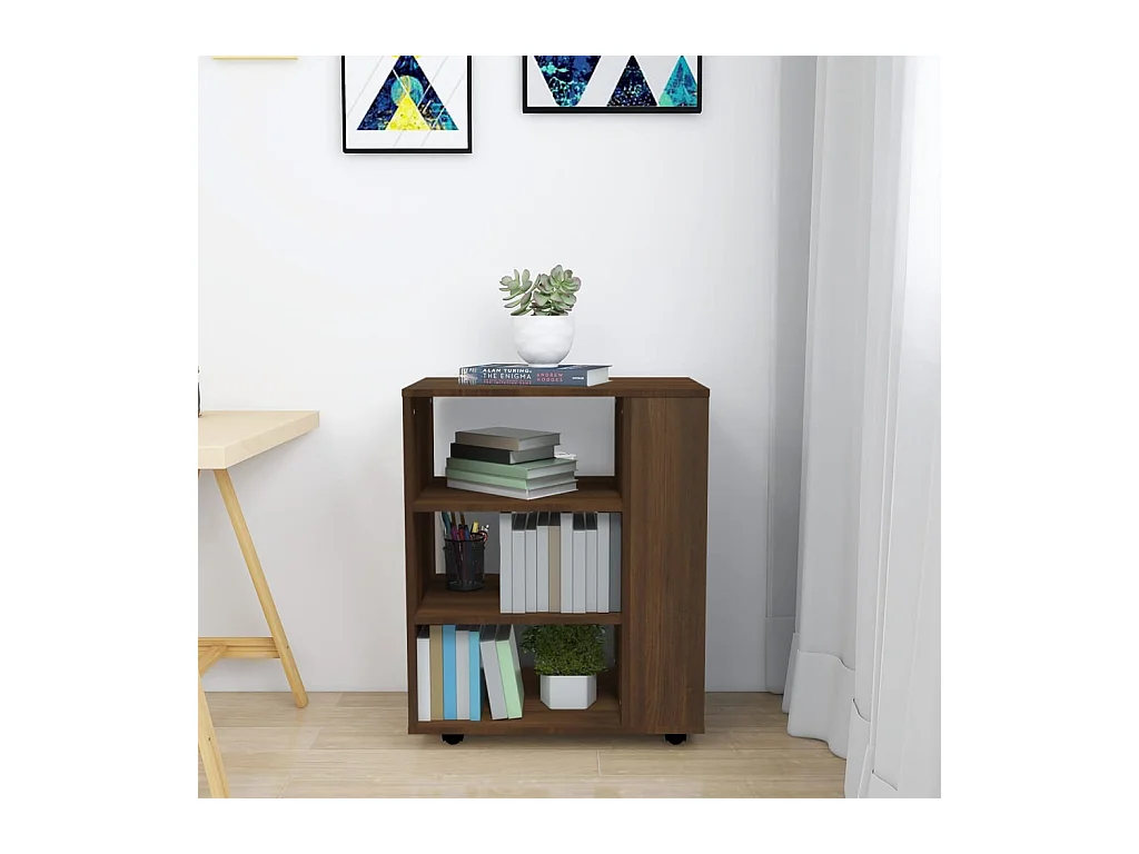 Rolkast 60x35x75 cm bewerkt hout bruin eikenkleur BE880167