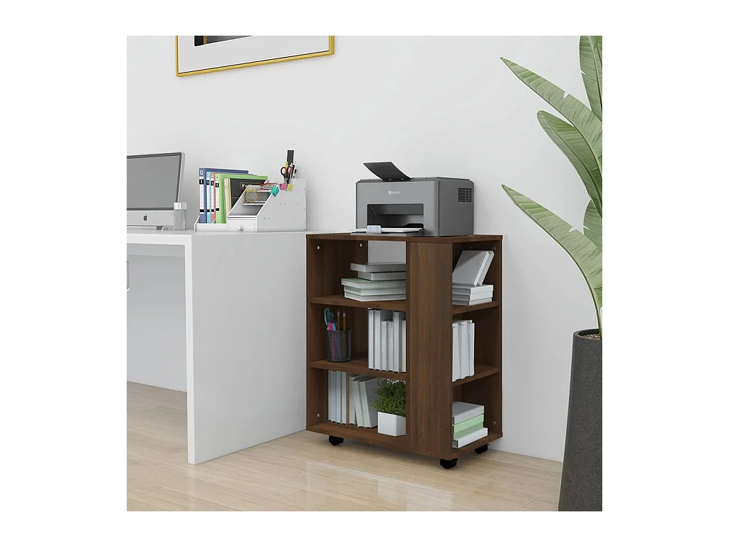 Rolkast 60x35x75 cm bewerkt hout bruin eikenkleur BE880167