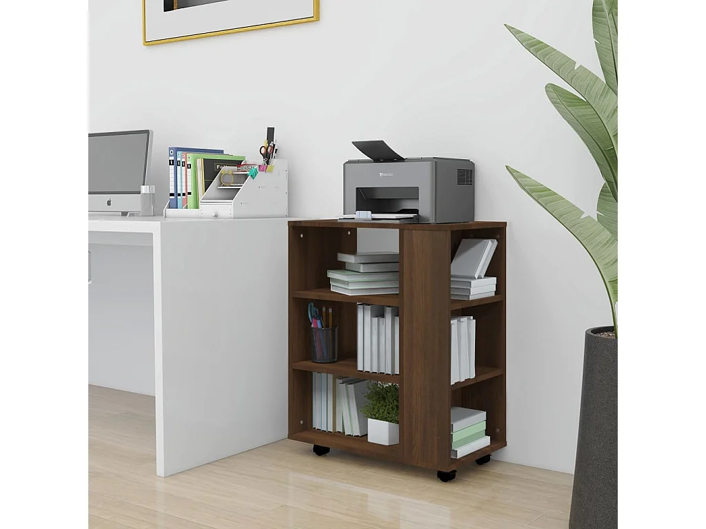 Armoire roulante Chêne marron 60x35x75 cm Bois d'ingénierie FR12590