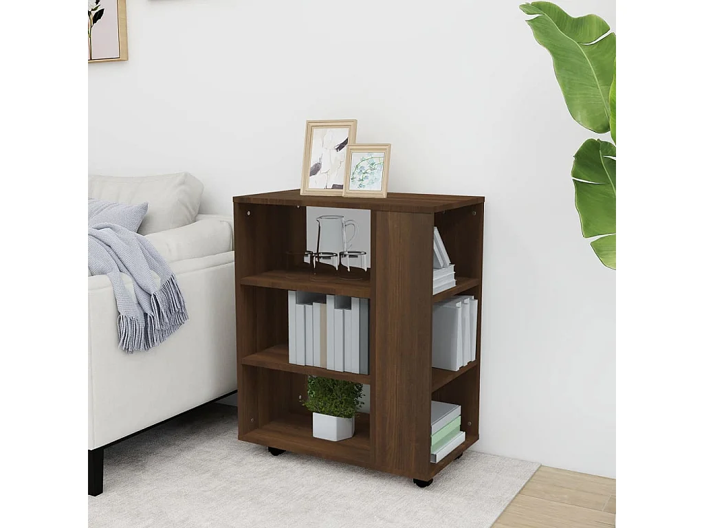 Armoire roulante Chêne marron 60x35x75 cm Bois d'ingénierie FR12590