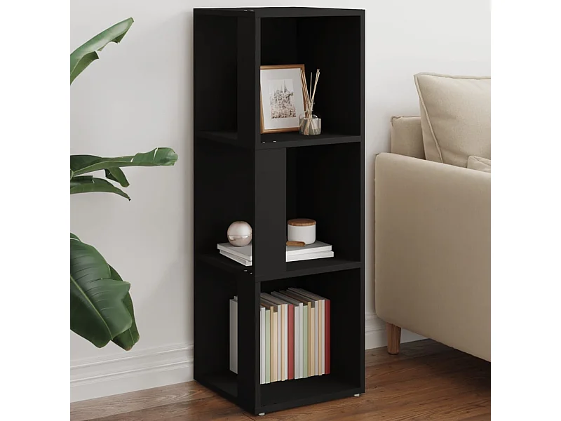 Armário de canto 33x33x100 cm derivados de madeira preto PT964189