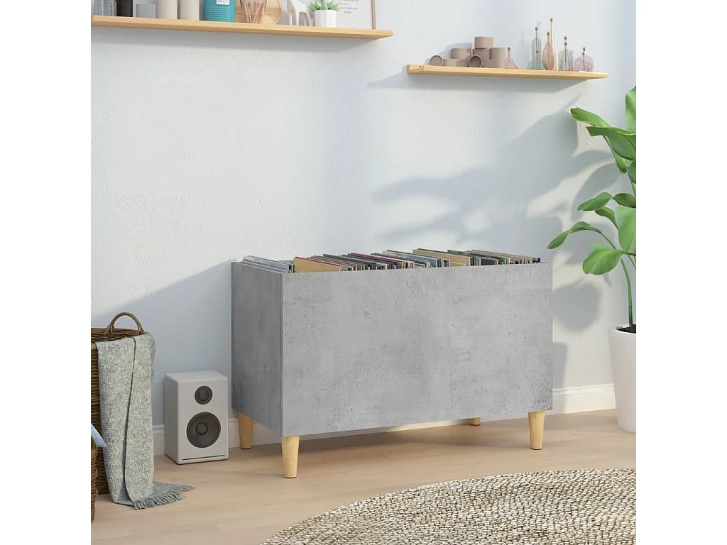 Mueble discos madera contrachapada gris hormigón 74,5x38x48 cm ES955375
