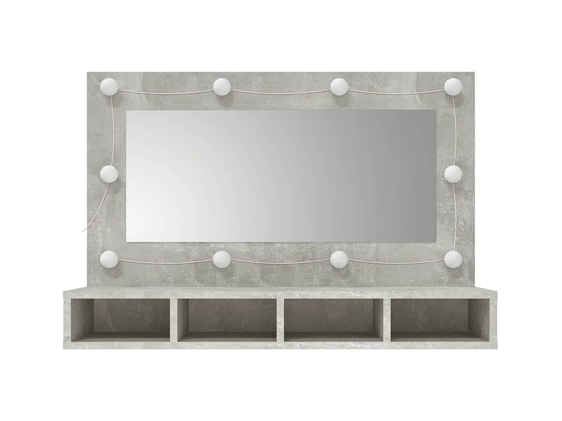 Mueble con espejo y luces LED gris hormigón 90x31,5x62 cm ES499135