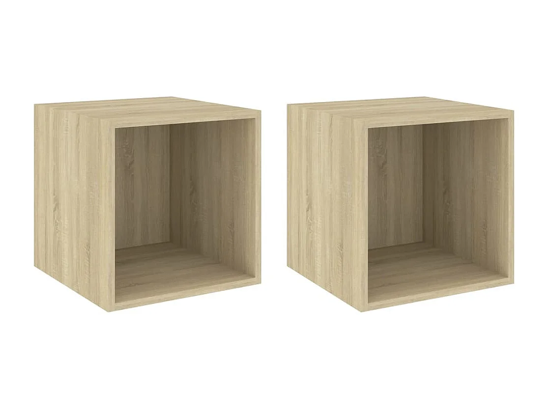 Armario de pared 2 uds madera contrachapada roble 37x37x37 cm ES145487