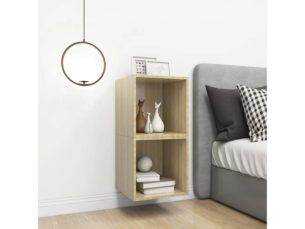 Armario de pared 2 uds madera contrachapada roble 37x37x37 cm ES145487