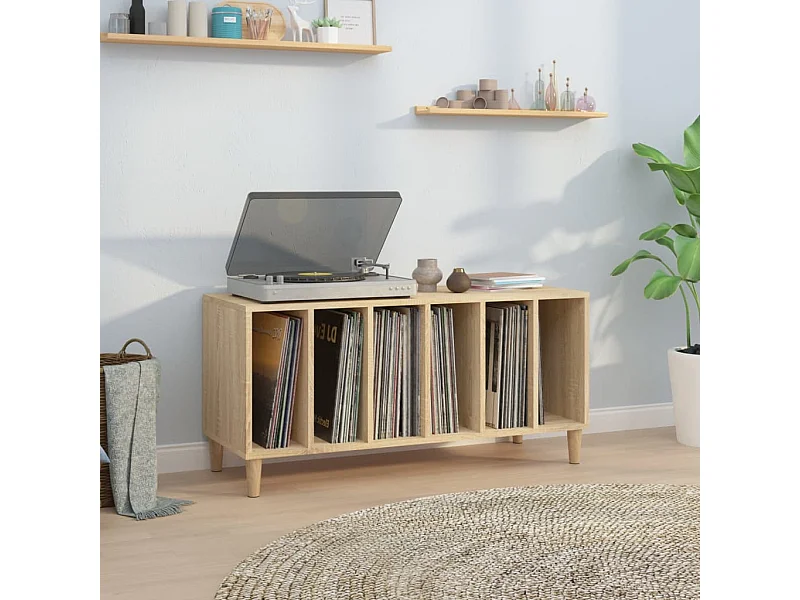 Mueble discos madera contrachapada roble Sonoma 100x38x48 cm ES266247