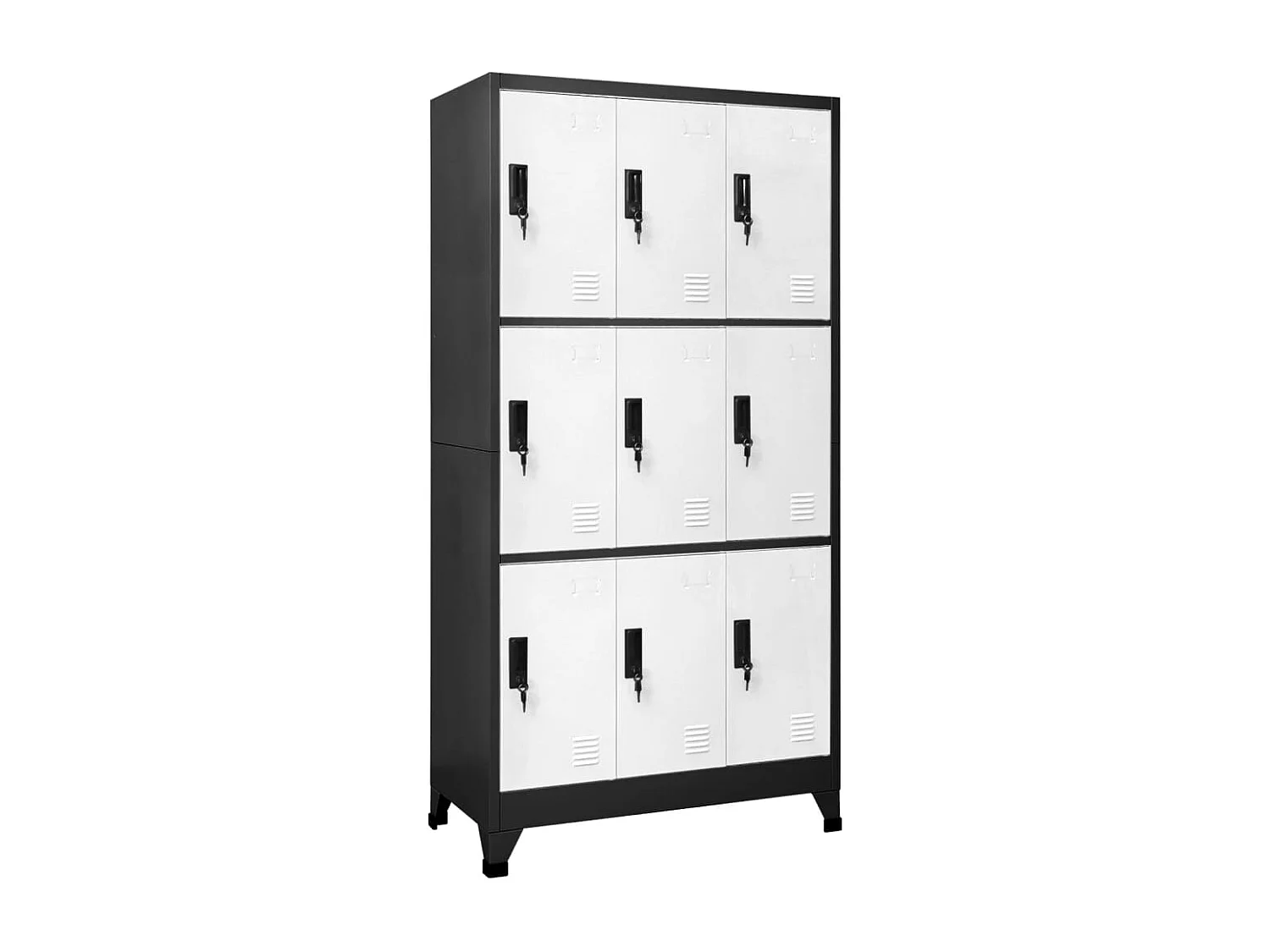 Lockerkast 90x45x180 cm staal antracietkleurig en wit BE614554