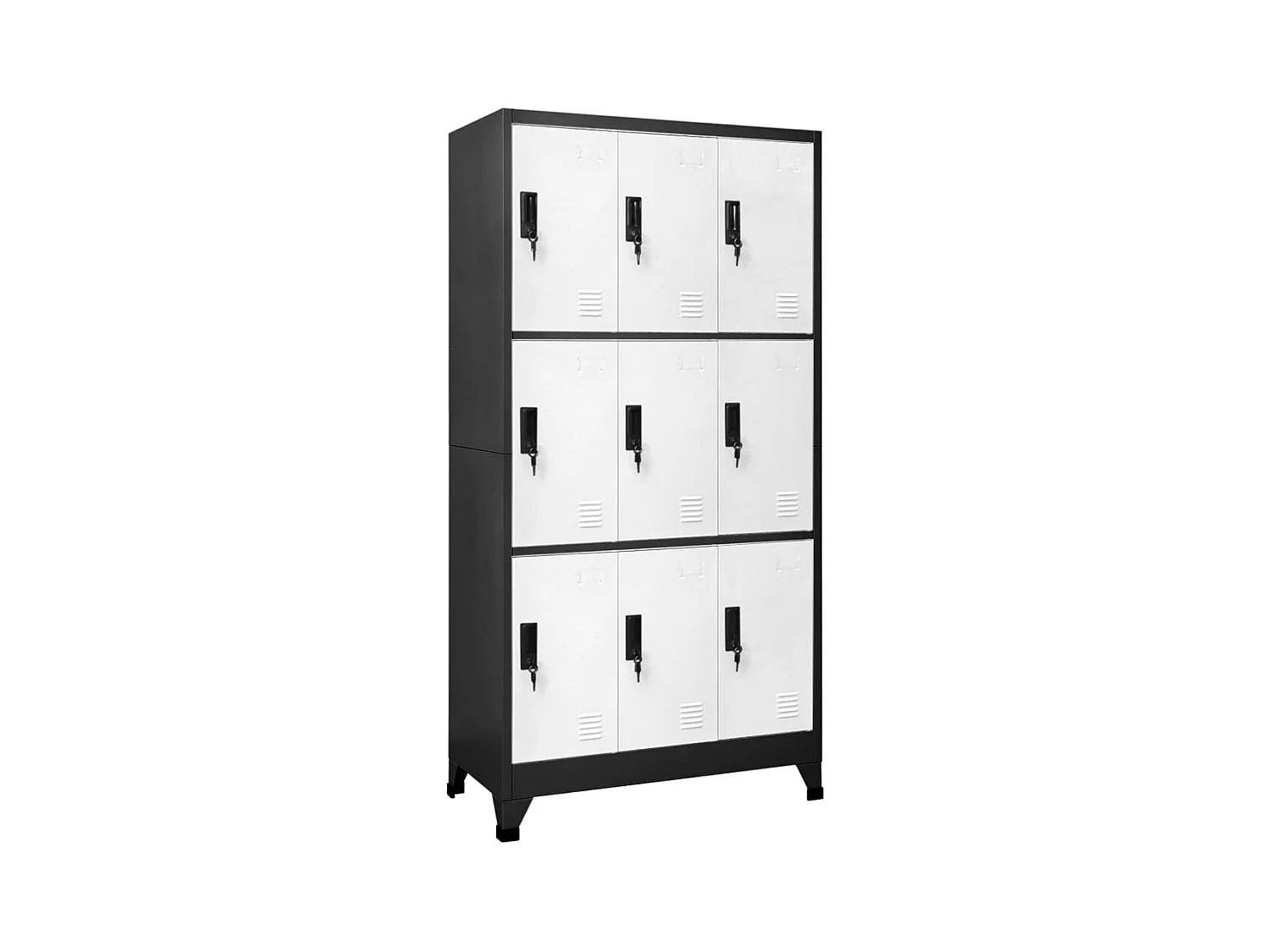 Armoire à casiers Anthracite et blanc 90x45x180 cm Acier FR14586