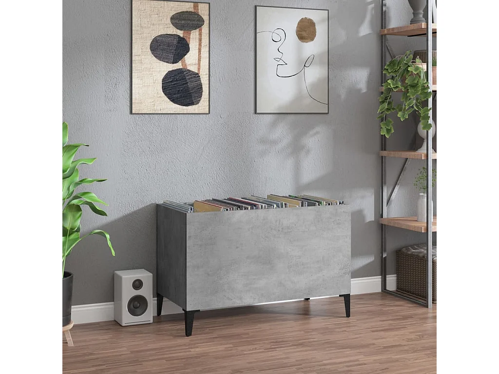 Armoire à disques gris béton 74,5x38x48 cm bois d'ingénierie FR96922