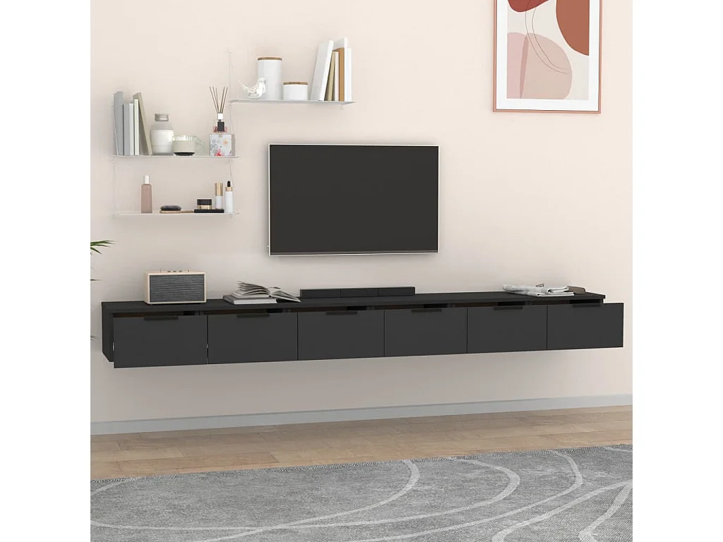 Armoires murales 2 pcs Noir 102x30x20 cm Bois d'ingénierie FR53428