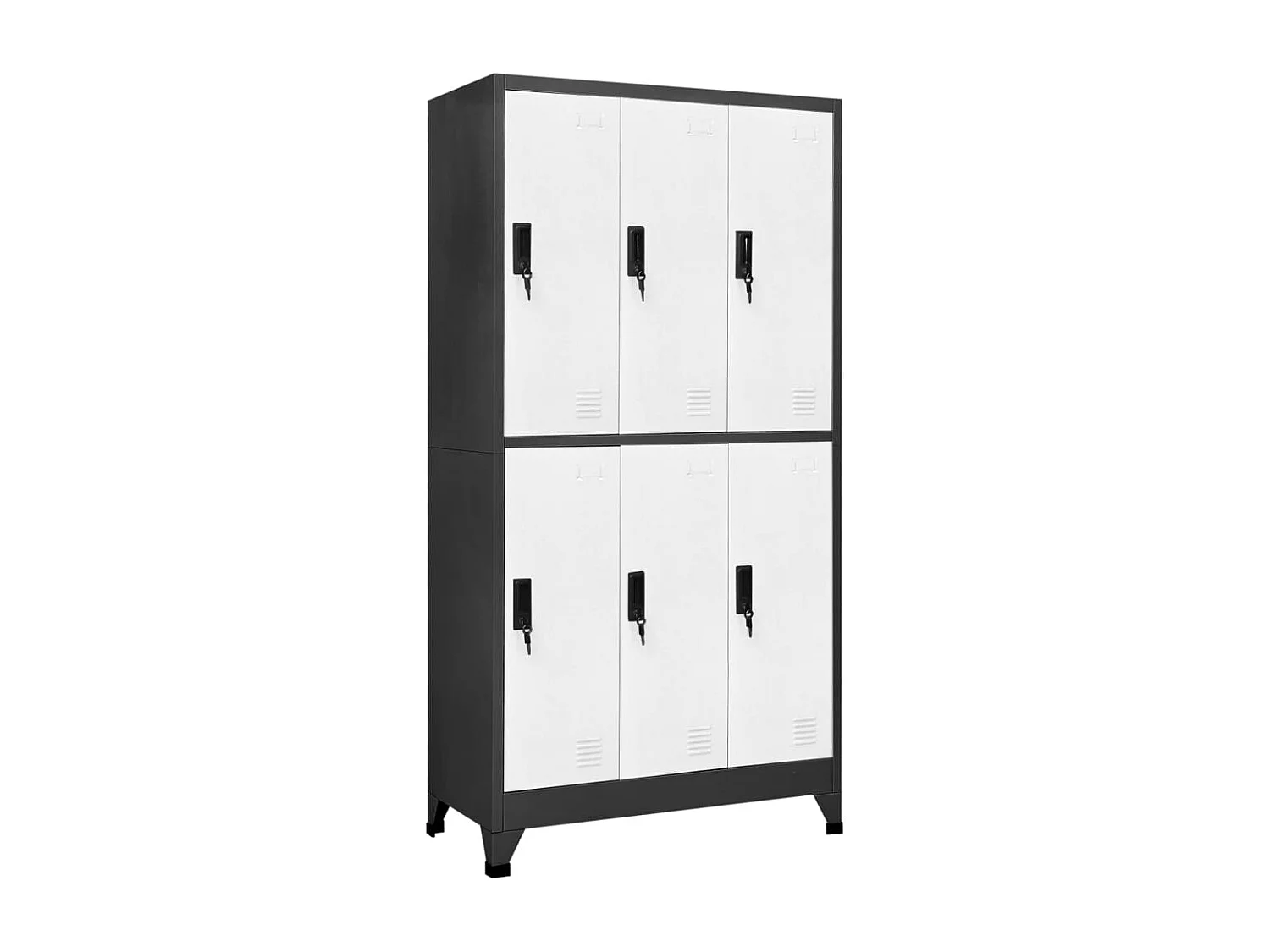 Lockerkast 90x45x180 cm staal antracietkleurig en wit BE888249