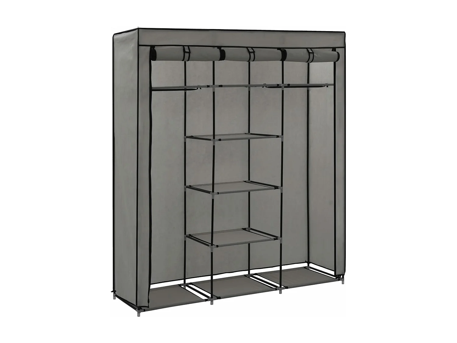 Armoire avec compartiments et barres Gris 150x45x175 cm Tissu FR35095