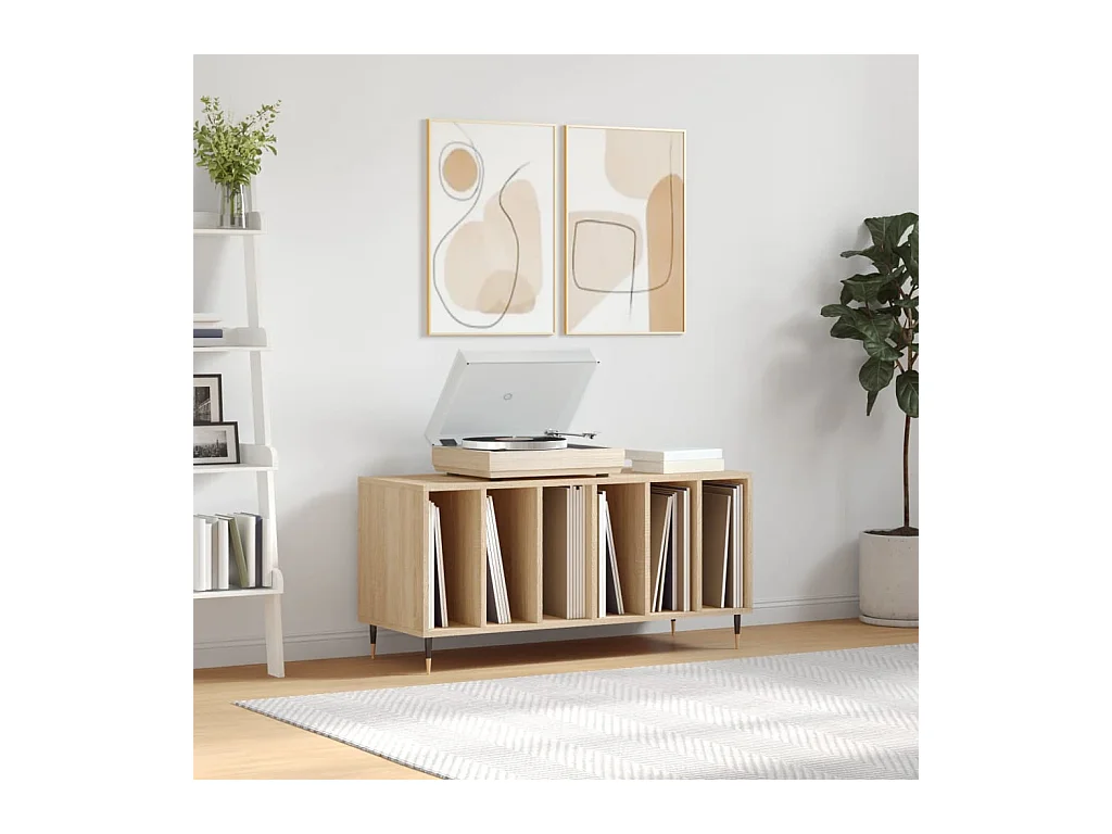 Platenkast 100x38x48 cm bewerkt hout sonoma eikenkleurig BE636966