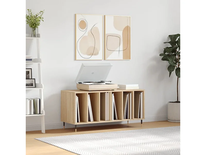 Platenkast 100x38x48 cm bewerkt hout sonoma eikenkleurig BE636966