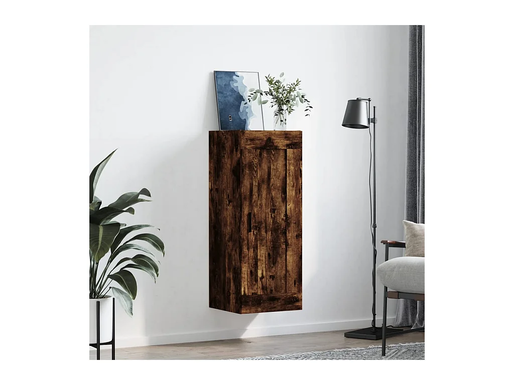 Armoire murale chêne fumé 34,5x34x90 cm bois d'ingénierie FR64836
